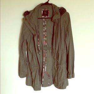 Cotton On Dark Green Parka w fur edged hood